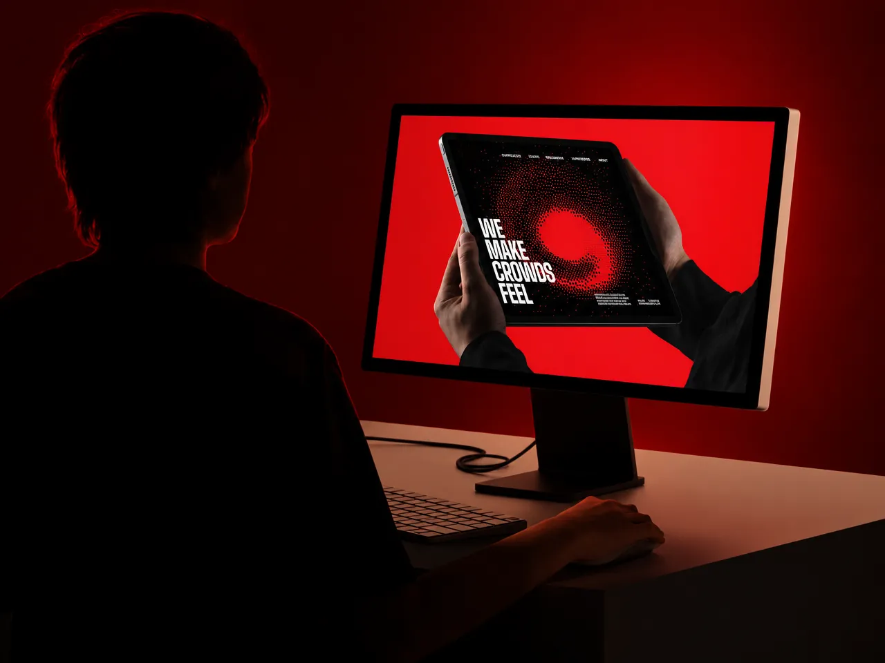 Campaign website “We make crowds feel” on a desktop display